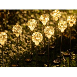Lot De 4 Lampes Solaires Globe &iquest; Lampes Sur Piquet R&eacute;sistantes &Agrave; L'eau Pour D&eacute;coration De Jardin Et D'am&eacute;nagement Paysager - Neuf