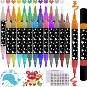 Mevronisshop-48 Couleurs Feutre Paillette, 24 Feutres Double Pointe Marqueurs &Agrave; Paillettes Stylo, Feutres Paillettes Glitter &Agrave; Base D'eau Pour Coloration, Dessin, Projets De Bricolage - Neuf