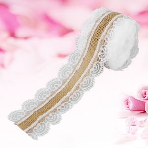 Ruban en toile de jute avec dentelle et grosses vagues, 5 m, pour decoration de mariage, bricolage - Neuf