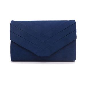 Une pochette de soirée de banquet bleue (environ 23*5*15cm) Élégante pochette de soirée de mariage en simili-daim de style enveloppe Sac à main de fête - Neuf