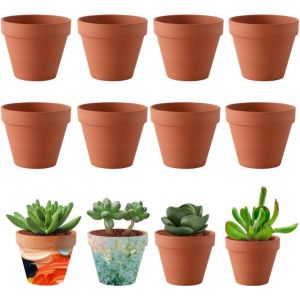 Eryi-Pot Terre Cuite, 8 Pièces 8cm Pots En Terre Cuite Avec Trou Dévacuation, Petit Pot De Fleur, Pot De Fleur Terre Cuite Pour La Culture De Plantes, La Décoration Intérieure Et Extérieure - Neuf