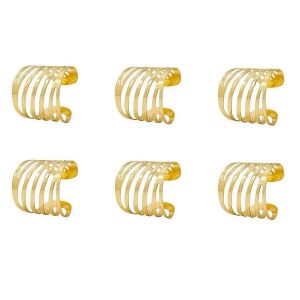 Ronds de serviette en or lot de 6,support d'anneau de serviette creux pour la table de rassemblement de famille de Noël de mariage - Neuf