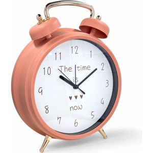 R&eacute;veil de table XL au design r&eacute;tro - R&eacute;veil d&eacute;coratif avec fonction r&eacute;veil, grand cadran et affichage de l'heure clair - Attire tous les regards pour chambre &agrave; coucher, bureau et salon (terre - Neuf