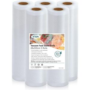 SUBZONAL-Sac Sous Vide Alimentaire: Rouleau Sous Vide Alimentaire pour L'appareil de Mise Sous Vide, Sac Sous Vide pour La Cuisson, 5 Rouleaux 28x300cm, Film Sous Vide Alimentaire sans BPA - Neuf