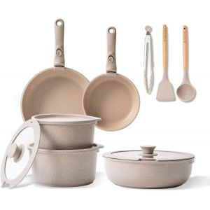 Subzonal-Batterie De Cuisine 14 Pce, Lot Casserole Et Poele Avec Poignee Amovible Et Couvercle, Rev&ecirc;tement Antiadh&eacute;sif En Granit Sans Pfoa, Compatible Tous Feux (Induction, Vitroc&eacute;ramique, Gaz) - Neuf