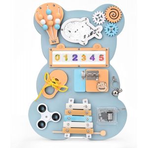 JGD-Montessori Busy Board, Tableau Montessori - Planche Activit&eacute; Montessori Jouets Sensorielle Bois D&eacute;velopper la Motricit&eacute; Fine pour Enfant 1 2 3 Ans - Neuf