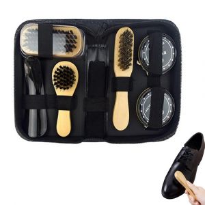 Kit D'entretien De Chaussures 8 Pi&egrave;ces Avec Brosses, Cirages Et Accessoires Pour Chaussures En Cuir Et En Daim - Neuf