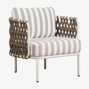 Fauteuil De Jardin En Aluminium Et Corde Tress&eacute;e Tevary Blanc Gardenia - Neuf
