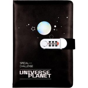 Journal En Cuir Pu Écriture Carnet(Univers Planète), A5 Secret Cahier Journal Bloc-Notese Pour Bureau Scolaires Étudiant Papeterie Cadeau D'anniversaire, 210x145mm - Neuf