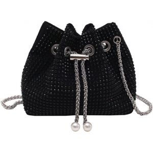 Sac de Soir&eacute;e Brillant Pochette En Strass Cha&icirc;ne de Nouage Mini Bandouli&egrave;re Sac a Main &Eacute;l&eacute;gant Portefeuille pour Femme Soir&eacute;e Mariage Bal de Fin D'ann&eacute;e - Neuf