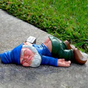 Statue de nain de jardin drôle et ivre de 9,5 pouces de haut, grande taille, pour l'extérieur - Neuf
