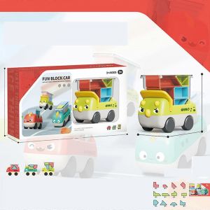 Building Block Car Toy For Children Mini Sliding Dinosaur Car Toy Educational Logical Thinking Friction Play Vehicle Toy-F - Neuf