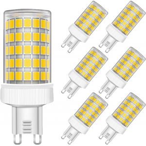 Ampoule Led G9 10w Led Equivalente 80w Blanc Froid 6000k, 800lm, Économie D'énergie, Ac220-240v, Pour Lustre, Lustre En Cristal, Applique, Non-Dimmable, Lot De 6[Amp745826] - Neuf