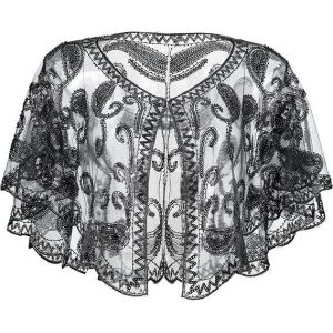 Les Femmes Des Années 1920 Paillettes Châle Wrap Châle De Mariée Couvrir De Perles De Soirée Cap - Neuf