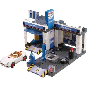 KAJGL-8647 Station-Service Bosch|Avec Lavage Automatique Et Plateforme Élévatrice Réglable En Hauteur|Voiture Démontable Comprise|Dimensions : 41 Cmx39 Cmx29 Cm|Jouet Pour Enfants À Partir De 3 Ans - Neuf