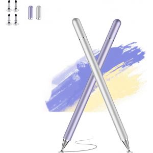 Lot De 2 Stylets Universels Pour Ipad, Tablette Avec Quatre Pointes De Rechange Pour &Eacute;crans Tactiles Android/T&eacute;l&eacute;phone/Ipad Pro/Air/Samsung/Microsoft Et Tous Les Appareils &Agrave; &Eacute;cran Tactile - Neuf