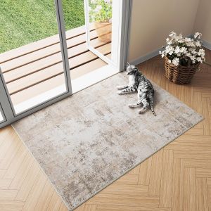 Few-Beige Gris Tapis D'entr&eacute;e 60x90cm Lavable En Machine Antid&eacute;rapant Moderne Naturel Abstrait Petit Carpet Chambre Descente De Lit Cuisine Interieur Doux Poil Ras Rug - Neuf