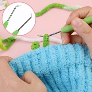 Crochet De Machine À Tricoter 18 Pièces Avec Poignée En Caoutchouc Et Aiguille À Coudre En Plastique À Grands Yeux Pour Le Tricot K - Neuf
