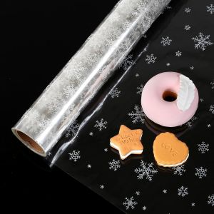 Papier Transparent Emballage Noël 40Cm X 30M Papier Cadeau Transparent Motif Flocon De Neige Papier Cristal Pour Cadeaux Fleurs Arts Artisanat - Neuf