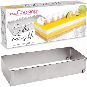 Subzonal-Scrap Cooking 1916 Cadre P&acirc;tissier Rectangulaire Extensible En Inox &iquest; Moule Rectangle Longueur Ajustable R&eacute;glable De 25 &Agrave; 48 Cm - Pour G&acirc;teaux, Entremets & Desserts - Accessoire P&acirc;tisserie - Neuf