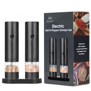 Ensemble de moulins &agrave; poivre &eacute;lectriques rechargeables avec broyeur en c&eacute;ramique - Lot de 2 - Neuf