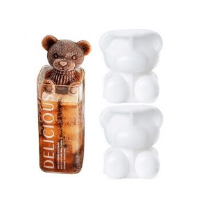 Lot De 2 Moules &Agrave; Gla&ccedil;ons En Silicone En Forme D'ours Pour Whisky Et Cocktails - Neuf