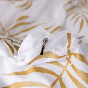 Housse De Couette 200x200 Cm - 3 Pi&egrave;ces - Fermeture &Eacute;clair - Feuilles De Palmier - Neuf