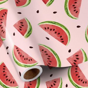 Rouleau de papier cadeau pastèque, mini rouleau, motif amusant de fruits d'été avec tranches de pastèque, idéal pour les anniversaires, les fêtes d'été et les fêtes de fin d'année, 43,2cm x 5m - Neuf