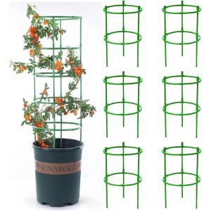 KALANKA-Lot de 6 Tuteurs pour Plantes, Piquets Verts Ronds Support pour Plantes Support Plante, Aidez Vos Plantes à Pousser - Anneau de Support de Plante Pieux à Hortensias,Pivoines,Plantes Vivaces - Neuf