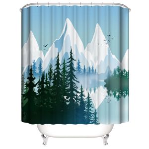 Rideau de douche montagne enneigée, imperméable et anti-moisissure, 120*180cm - Neuf