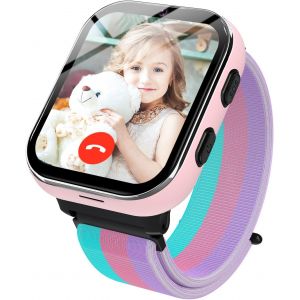 Montre Intelligente Enfants Gps, 4G Montre T&eacute;l&eacute;phone Enfants Avec Appel, Appel Vid&eacute;o, Wifi, Cam&eacute;ra, Sos, Chat Vocal Et Fonction De Jeux De Puzzle Pour Les Gar&ccedil;ons Filles (Rose) - Neuf