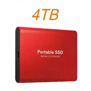 Disque dur externe SSD portable haute vitesse, disque dur petUSB 3.1 Type-C, stockage de masse pour ordinateur portable et PC--Rouge 4TB - Neuf