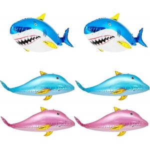 ChicSlick-6 Pièces Decoration Theme Marin Ballons, Rose Ballons Dauphins, Bleu Décoration Anniversaire Requin, Preuve De L'Eau Ballon Animaux, Pour Fêtes Océaniques, Journée Enfants[X2369] - Neuf