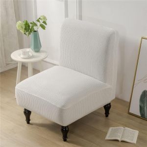 Eryi-Extensible Jacquard Housses De Chaise Sans Accoudoirs, Housse De Fauteuil Pour Accent Sans Bras De Grande Taille Protege De Meubles Amovible Lavable Pour Salon Chambre Hôtel (Blanc) - Neuf
