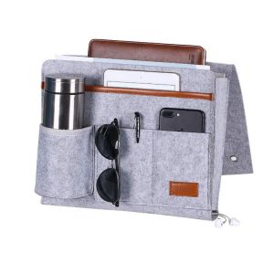 Organiseur D'accoudoir De Canapé, Sac De Rangement Antidérapant Avec 5 Poches Pour Télécommande, Magazine, Téléphone, Ipad, Livres, Lunettes - Bleu Gris-Générique - Neuf