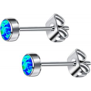 Kal-G23 Titane Opale Boucles D'oreilles Pour Femmes Filles Hypoallergénique Birthstone Boucles D'oreilles Sans Nickel Pour Oreilles Sensibles Bijoux De Mode - Neuf