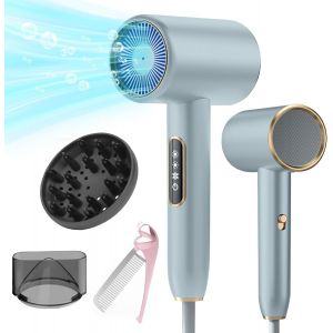 2400w Professionnel S&egrave;che Cheveux Ionique,S&eacute;chage Rapide Hair Dryer Avec &Eacute;cran Lcd,3 Temp&eacute;ratures 2 Vitesses Salon S&egrave;che Cheveux Avec Diffuseur Et Buse De Coiffage Et Peigne Pliant (Argent) - Neuf