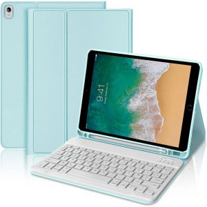 Coque Clavier pour iPad Air 3 10,5'' / iPad Pro 10,5'' - Synth&eacute;cuir Bleu avec Clavier Magn&eacute;tique Bluetooth - E.F.Connection - Neuf
