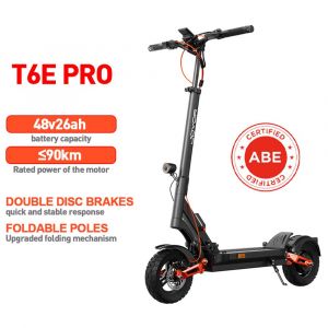Joyor T6e Pro Certifi&eacute;e Abe Trottinette &Eacute;lectrique, Moteur 500 W, Batterie 48 V 26 Ah, Pneus 10 Pouces, Vitesse Maximale 20 Km/H, Autonomie 90 Km - Neuf