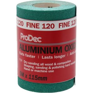 Rouleau de 5 m de papier abrasif verte, oxyde d'aluminium, grain 120 fin pour poncer bois, peinture, joints, m&eacute;tal et plus, papier abrasif compatible avec les ponceuses &eacute;lectriques - Neuf