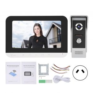Sonnette video 7 pouces TFT LCD Interphone filaire Wi-Fi Deverrouillage a distance Moniteur Vision nocturne Prise 100-240 VAU - Neuf