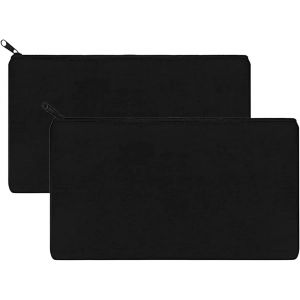 2 Pièces Trousse De Maquillage En Toile,Trousses À Crayons Vierge,Sac Zippé Multifonctionnel Sac De Voyage Fait Main Diy,Trousse Maquillage Femme,Pochette Maîtresse,Ttrousse Bijoux,Dossier(Noir) - Neuf