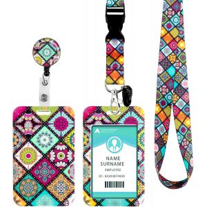 KALANKA-Porte Badge Tour de Cou avec Porte Carte, Cordon Neck Strap avec Swivel Lobster Clasp -Pour Porte Badges d'Identification,Clés,Caméra,Téléphone Portable¿Mandala¿ - Neuf