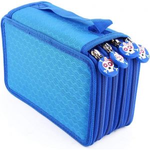 MAA-72 pièces Couleurs Crayon Stylo Affaire Sac Pochette Stationnaire avec Grande capacité Oxford Multicouche Crayon Organisateur (Bleu) - Neuf
