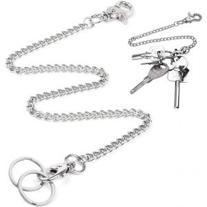 TRAHOO-Chaine Portefeuille, Chaine Pantalon Homme, Porte-Cl&eacute; 49.5 cm en Acier Inoxydable, Style Punk Motard Camionneur, Chaine Jean Argent pour Femme Homme, Chaine Porte Cl&eacute; M&eacute;tal - Neuf