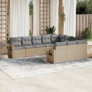Prolenta Premium - Salon De Jardin Avec Coussins 10 Pcs Beige R&eacute;sine Tress&eacute;e - Neuf