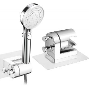 JGD-Support de pommeau de douche sans per&ccedil;age - Colle Fix r&eacute;glable &agrave; 45&deg; - Support de douche avec crochet - Support de douche universel pour salle de bain et WC - Neuf