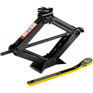 MEVRONISSHOP-Ciseaux Cric Cric Losange Levage de 1.5tonnes de Voiture Gamme de 105-385mm Cl&eacute; &agrave; Douille Cl&eacute; &agrave; cliquet &agrave; t&ecirc;te pivotante &agrave; 360 &deg; pour Auto SUV (Noir, 1500KG) - Neuf