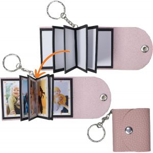 KAL-Mini Porte-Clés Photo, Petit Porte-Clés Personnalisé En Cuir Avec Photo À Mémoire De Forme, Album Personnalisé, Mini Porte-Clés Mignon Avec Livre D'Images Pour Famille, Petit Ami, Couples, Chien, - Neuf