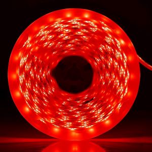 12V Ruban à LED Rouge, 5 Mètres Flexible 300 LEDs 2835 SMD IP65 Étanche Découpable Bande LED pour Maison Chambre, Escalier, Armoire, Soirée Décoration (Adaptateurs non Inclus) - Neuf